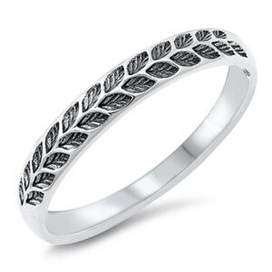 Sterling Silver Leaves Ring – Size 8